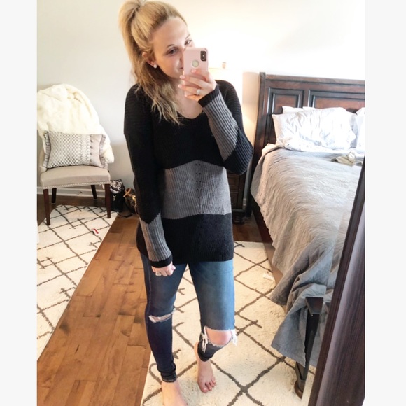 Mossimo Supply Co. Sweaters - • Mossimo • Black and Grey Color Block Sweater